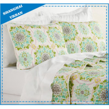 Green Floral Totem Polyester Quilted Coverlet Set